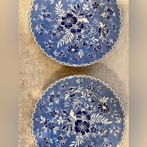 Set of 2 Johnson Brothers Devon Cottage Salad Plates Blue & White